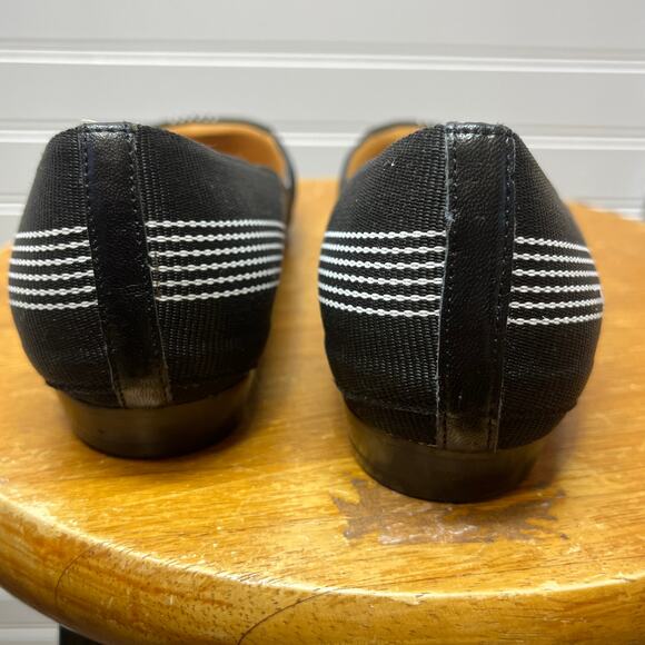 L. K. Bennett Dale Stripe Grosgrain Black & White Flats Size 37=6.5 - Picture 5 of 9